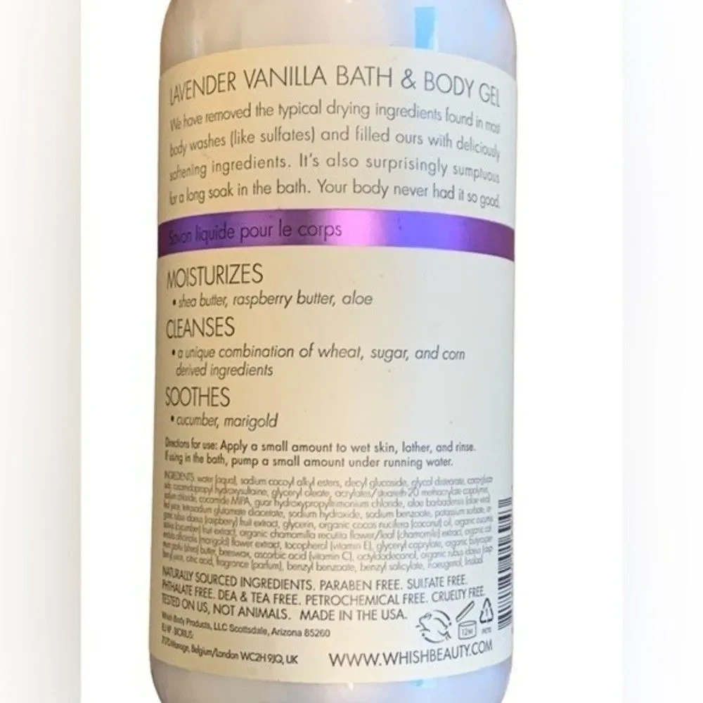 NEW LOT OF 2 whish | Lavender Vanilla‎ Bath & Body Gel 16.5oz